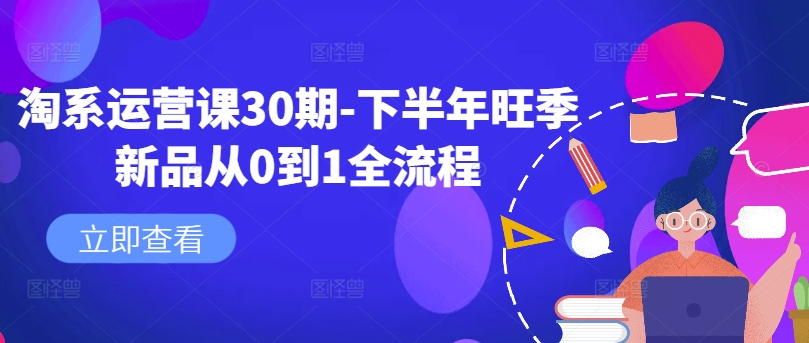 淘系运营课30期-下半年旺季新品从0到1全流程-优品网赚资源库