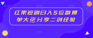 红果短剧日入5位数爆单大佬分享二创经验-优品网赚资源库