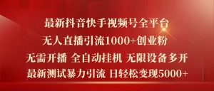 最新抖音快手视频号全平台无人直播引流1000+精准创业粉,日轻松变现5k+【揭秘】-优品网赚资源库