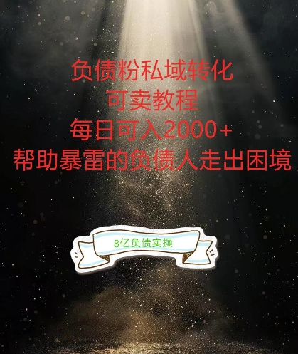负债粉掘金计划，帮助负债者解决问题，债务规划，债务重组，最好的变现方式【揭秘】-优品网赚资源库