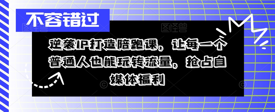 逆袭IP打造陪跑课，让每一个普通人也能玩转流量，抢占自媒体福利-优品网赚资源库