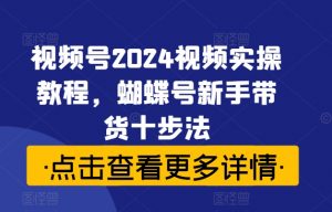 视频号2024视频实操教程，蝴蝶号新手带货十步法-优品网赚资源库
