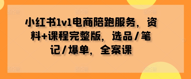 小红书1v1电商陪跑服务,资料+课程完整版,选品/笔记/爆单,全案课-优品网赚资源库