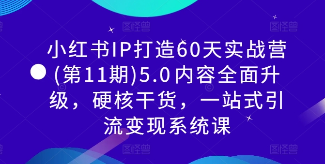 小红书IP打造60天实战营(第11期)5.0内容全面升级,硬核干货,一站式引流变现系统课-优品网赚资源库