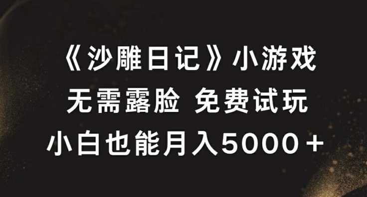 《沙雕日记》小游戏，无需露脸免费试玩，小白也能月入5000+【揭秘】-优品网赚资源库