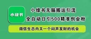 小绿书无脑搬运引流,全自动日引500精准创业粉,微信生态内又一个闷声发财的机会【揭秘】-优品网赚资源库