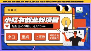 小红书创业粉项目日+500粉，每天20分钟躺赚长尾收益，无脑操作，宝妈，小白抓紧冲【揭秘】-优品网赚资源库