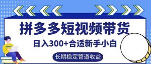 拼多多短视频带货日入300+有长期稳定被动收益，合适新手小白【揭秘】-优品网赚资源库