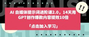 AI自媒体提示词进阶课2.0,14天用 GPT创作爆款内容提效10倍-优品网赚资源库