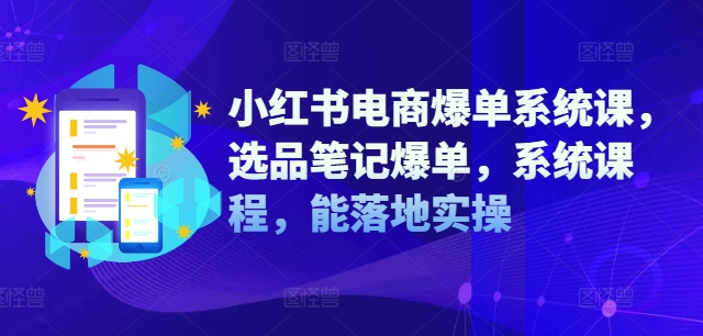 小红书电商爆单系统课，选品笔记爆单，系统课程，能落地实操-优品网赚资源库