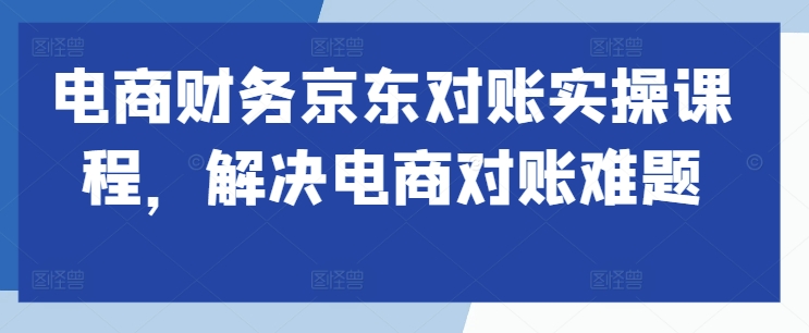 电商财务京东对账实操课程，解决电商对账难题-优品网赚资源库