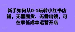 新手如何从0-1玩转小红书店铺,无需囤货、无需出镜,可在家低成本运营开店-优品网赚资源库