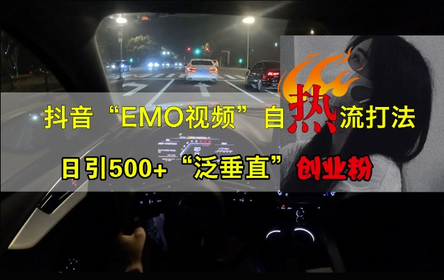 抖音EMO视频自热打法,日引500+“泛垂直”创业粉-优品网赚资源库