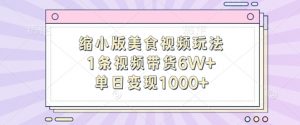 缩小版美食视频玩法，1条视频带货6W+，单日变现1k-优品网赚资源库