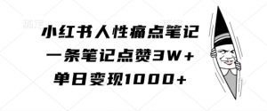 小红书人性痛点笔记，一条笔记点赞3W+，单日变现1k-优品网赚资源库