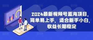 2024最新视频号蓝海项目，简单易上手，适合新手小白，收益长期稳定-优品网赚资源库