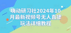嗨动研习社2024年10月最新视频号无人直播玩法详细教程-优品网赚资源库