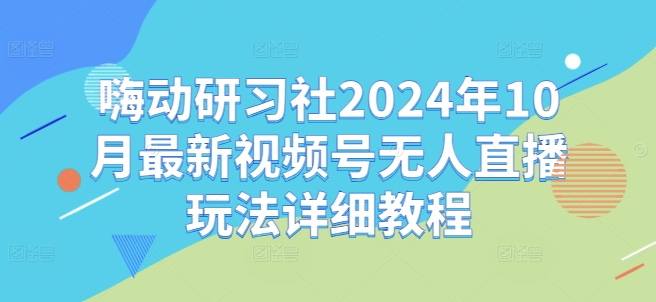 嗨动研习社2024年10月最新视频号无人直播玩法详细教程-优品网赚资源库