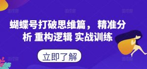 蝴蝶号打破思维篇, 精准分析 重构逻辑 实战训练-优品网赚资源库