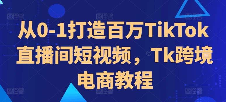 从0-1打造百万TikTok直播间短视频，Tk跨境电商教程-优品网赚资源库