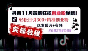 抖音11月最新狂揽创业粉秘籍，轻松日引300+精准创业粉，仅需图片+音频，轻松搞定创业类视频-优品网赚资源库