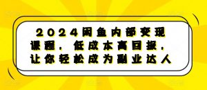 2024闲鱼内部变现课程，低成本高回报，让你轻松成为副业达人-优品网赚资源库