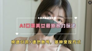 AI美女新玩法，超大流量+快速引流+速热账号-优品网赚资源库