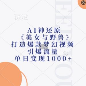 AI神还原《美女与野兽》，打造爆款梦幻视频，引爆流量，单日变现1k-优品网赚资源库