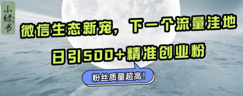 微信生态新宠小绿书：下一个流量洼地，日引500+精准创业粉，粉丝质量超高-优品网赚资源库