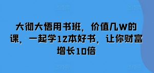 大彻大悟用书班,价值几W的课,一起学12本好书,让你财富增长10倍-优品网赚资源库