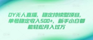 DY无人直播，稳定持续型项目，单号稳定收入500+，新手小白都能轻松月入过万【揭秘】-优品网赚资源库