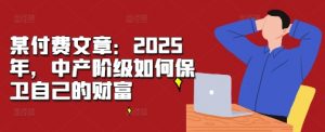 某付费文章：2025年，中产阶级如何保卫自己的财富-优品网赚资源库