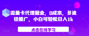 流量卡代理掘金，0成本，多途径推广，小白可轻松日入1k-优品网赚资源库