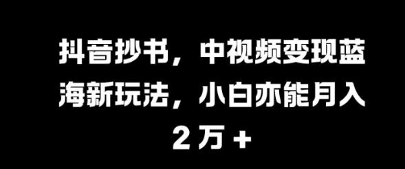 抖音抄书，中视频变现蓝海新玩法，小白亦能月入 过W【揭秘】-优品网赚资源库
