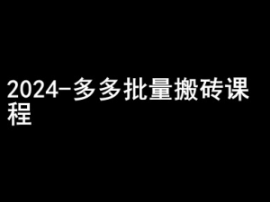 2024拼多多批量搬砖课程-闷声搞钱小圈子-优品网赚资源库