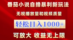 番茄小说自撸暴利新玩法，无视播放量，轻松日入1k，可放大，收益无上限【揭秘】-优品网赚资源库