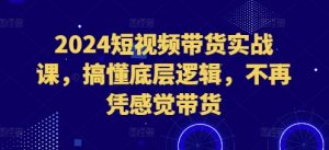 2024短视频带货实战课，搞懂底层逻辑，不再凭感觉带货-优品网赚资源库