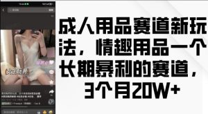成人用品赛道新玩法，情趣用品一个长期暴利的赛道，3个月收益20个【揭秘】-优品网赚资源库