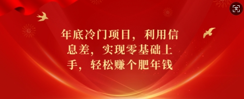 年底冷门项目,利用信息差,实现零基础上手,轻松赚个肥年钱【揭秘】-优品网赚资源库
