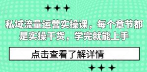 私域流量运营实操课，每个章节都是实操干货，学完就能上手-优品网赚资源库