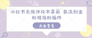 小红书无限评论不屏蔽 截流创业粉精准粉插件-优品网赚资源库
