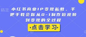 小红书商业IP变现私教,手把手教会你从0-1制作短视频到变现的全过程-优品网赚资源库