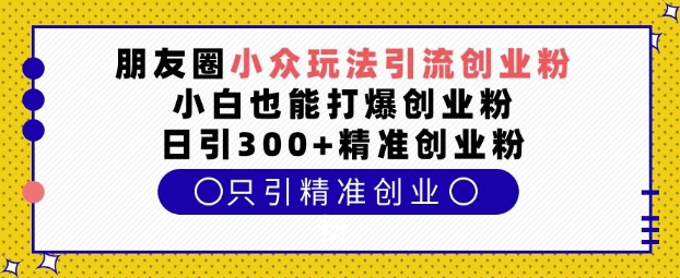 朋友圈小众玩法引流创业粉,小白也能打爆创业粉,日引300+精准创业粉【揭秘】-优品网赚资源库