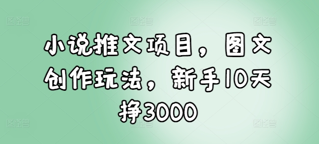 小说推文项目,图文创作玩法,新手10天挣3000-优品网赚资源库