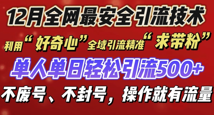 12 月份全网最安全引流创业粉技术来袭,不封号不废号,有操作就有流量【揭秘】-优品网赚资源库