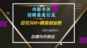 内部招聘渠道日引流300+创业粉,加爆你的微信【揭秘】-优品网赚资源库