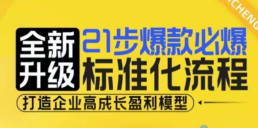 21步爆款必爆标准化流程，全新升级，打造企业高成长盈利模型-优品网赚资源库