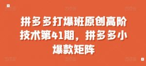 拼多多打爆班原创高阶技术第41期,拼多多小爆款矩阵-优品网赚资源库