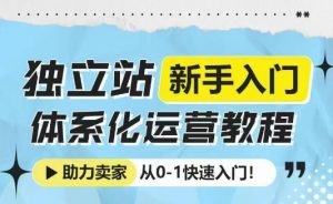 独立站新手入门体系化运营教程,助力独立站卖家从0-1快速入门!-优品网赚资源库