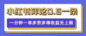 小红书留言评论，0.5元1条，一分钟一单，多劳多得，收益无上限-优品网赚资源库